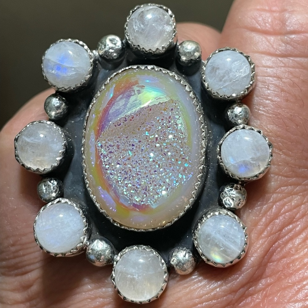 M&S Druzy and Moonstone ring